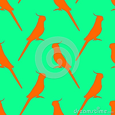Seamless vector background of cockatiels Vector Illustration